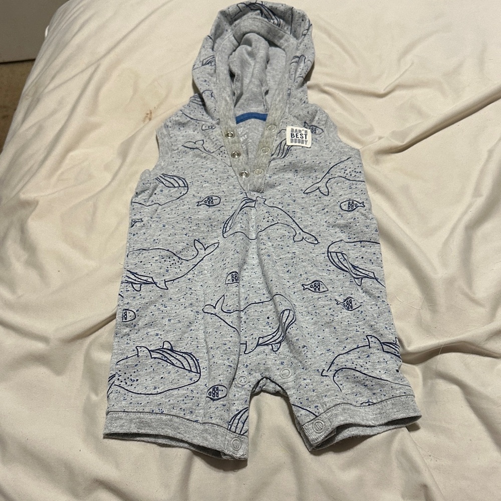 Gray Whale Print Kids Bodysuit